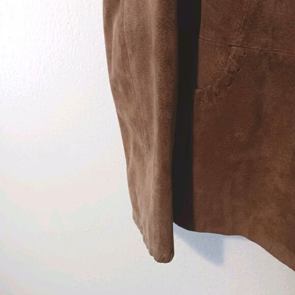 Vtg Relativity Womens M Brown Genuine Suede Leather Jacket Stitching Y2K - Picture 6 of 13